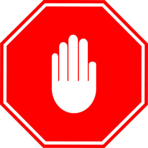 Stop sign with hand icon.